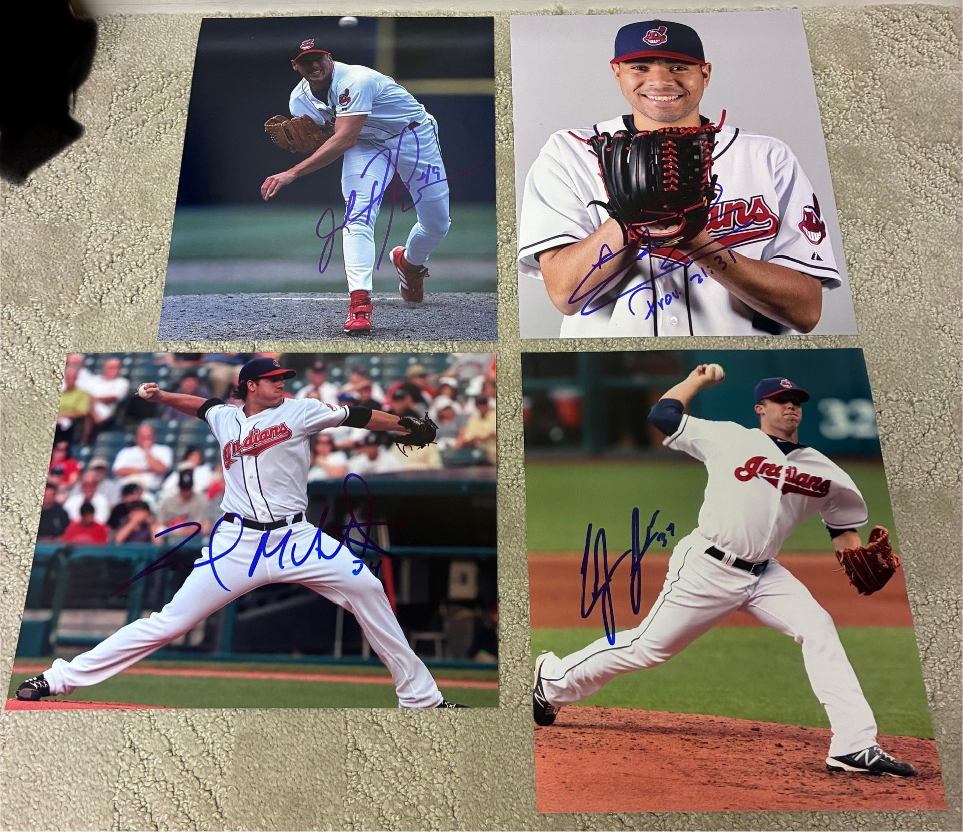 Lot Of 4 Autographed 8x10 Cleveland Indians Photos