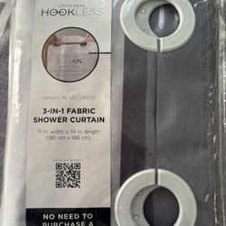 Fabric Shower Curtain And Liner Set With Clip On 