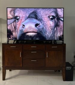 65” TV w/ Glass Top Console & Surround Sound Bundle