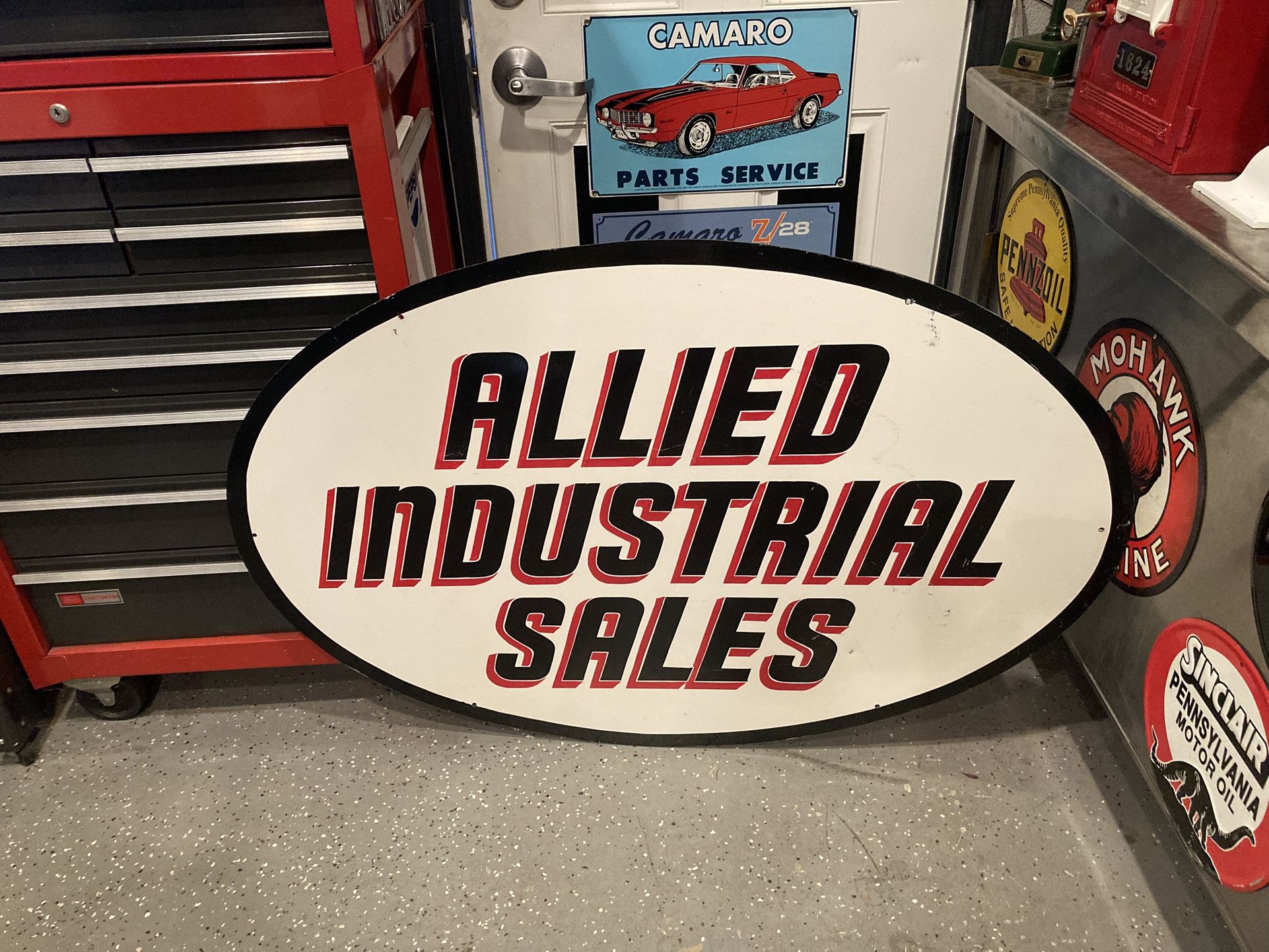 Sign Large Vintage Metal 48” X 32” Excellent