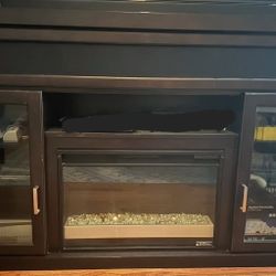 TV Stand With Electric Fire Place and Surround Sound