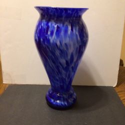 14.25in Hand Blown Vintage Glass Vase