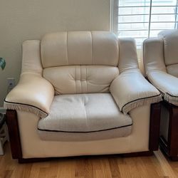 Complete 5-Piece Living Room Sofa Set – Leather & Fabric Mix