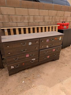 6-Drawer Dark Wood Double Dresser