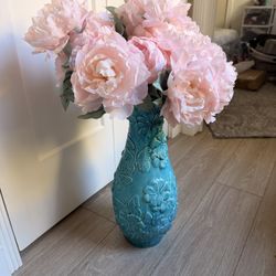 Vase And Flowers (glued crack At Top)