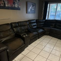 Large sectional leather sofa 