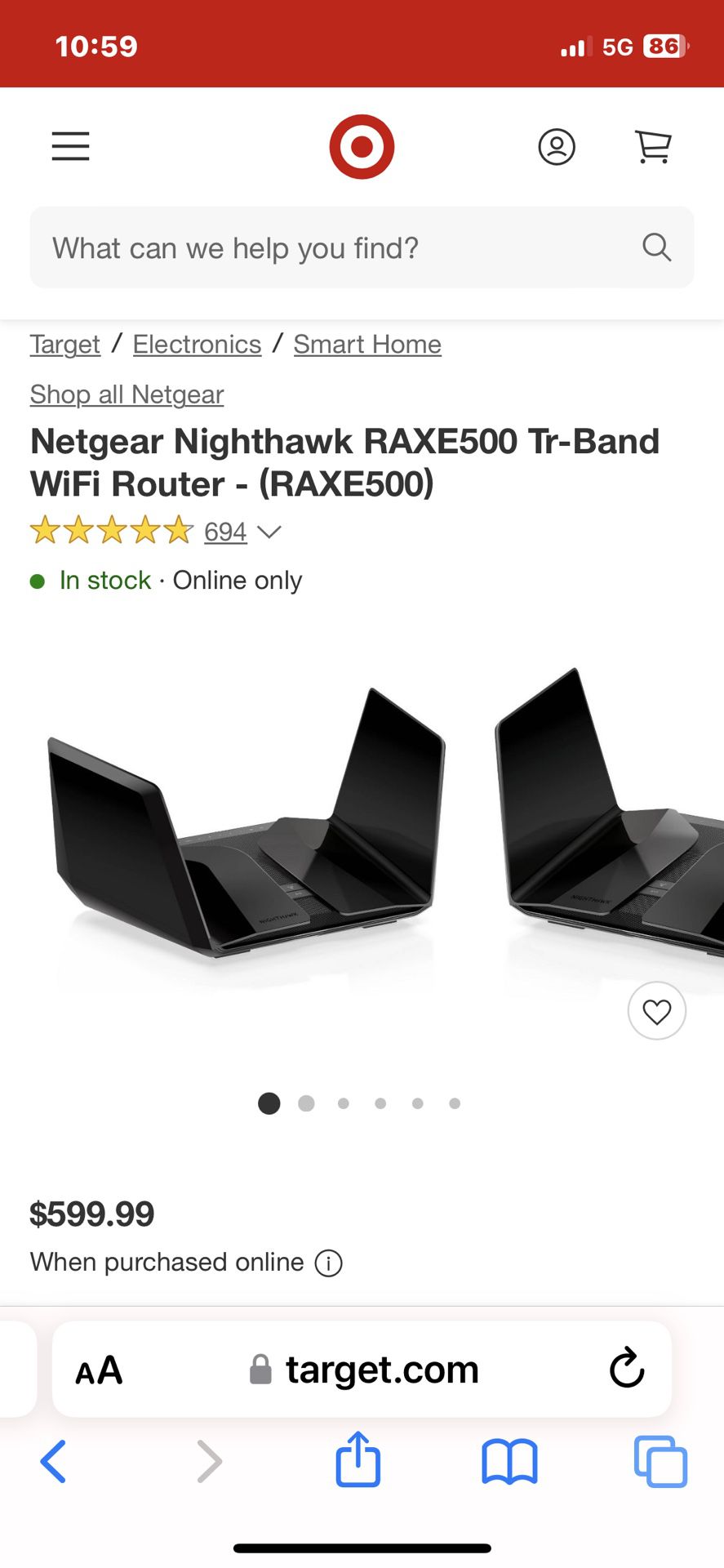 Netgeari Nighthawk AXE 11000 Tri-Band WiFi 6E Router 