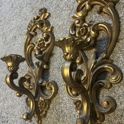 Set Of 2 Gold Colored Candle Sconces