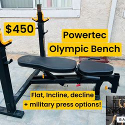 Powertec Olympic Weight Bench & Leg Attachment - Great Condition