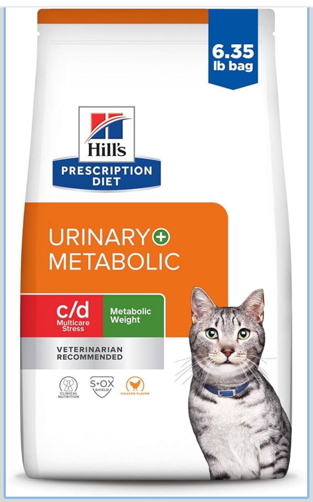 New Hill's Prescription Diet c/d Multicare Stress + Metabolic, Urinary Stress + Weight Care Chicken Flavor Dry Cat Food, Veterinary Diet, 6.35 lb. Bag