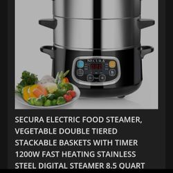 Super Nice;  Electronic Food Steamer, Double Tiered,  With Timer.  Reg ,$127.39 on Amazon