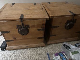 Rustic Solid Pine Storage Furniture Set – Trunks, Cabinet & Step Stool – Southwestern Style