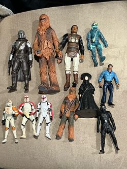 Star Wars Figures Lot - Chewbacca, Stormtroopers, Clones, Lando Mandalorion