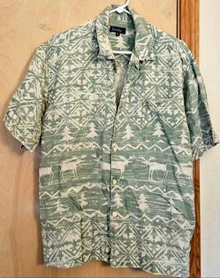 Vintage True Grit Moose Traders Shirt XL XLarge Button Up Short Sleeve Linen Mens