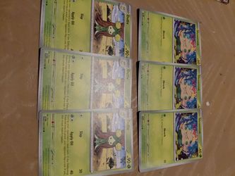 3 shroomish Pokémon cards, amd three dollar Pokémon cards