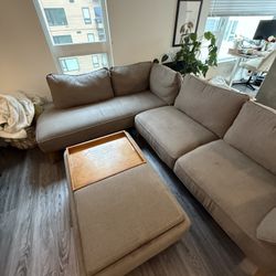 Mid Century Modern Couch + Ottoman/coffee Table 