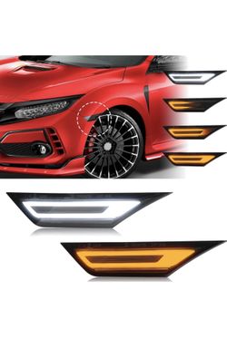 New LED Side Marker Lights for Honda Civic 2016-2021 10th Gen & Type R Smoked Lens (D938)