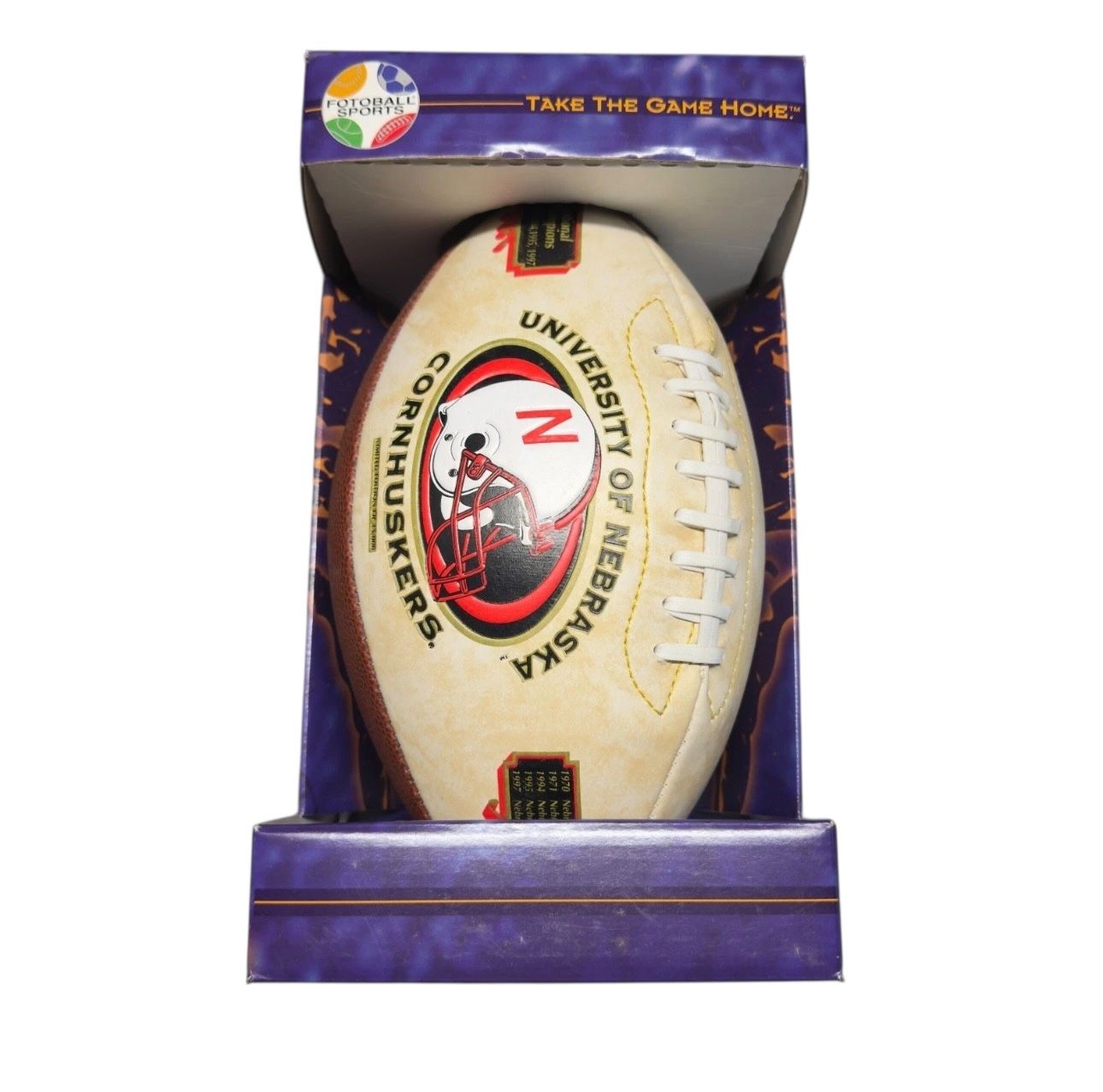 Vtg Nebraska Cornhuskers Souvenir Football National Champions 70,71,94,95,97 NIB