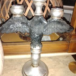 Decorative Resin Crow 3 Way Candle Holder 
