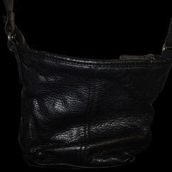 Old Navy Black Leather Shoulder Bag With Detachable Crossbody Strap