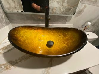 Oval glass bowl sink