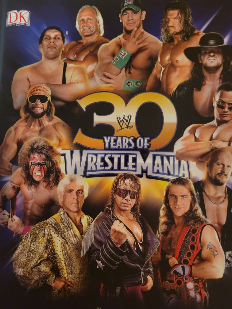 30 Years Of WrestleMania Hardcover with The Undertaker/Brock Lesnar Bookmark And Trading Card
