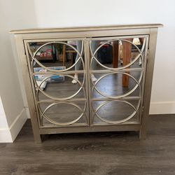 Mirrored Accent Cabinet / Nightstand with Champagne Finish