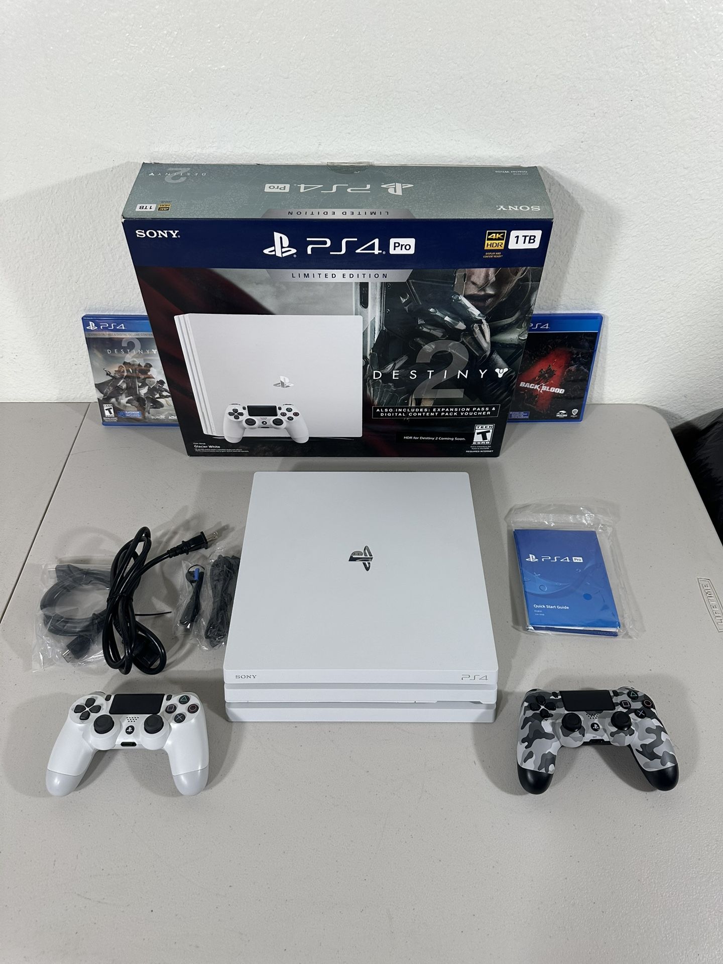 NEW PlayStation 4 Pro 1TB Limited Edition White PS4 Destiny Version 2 Controller
