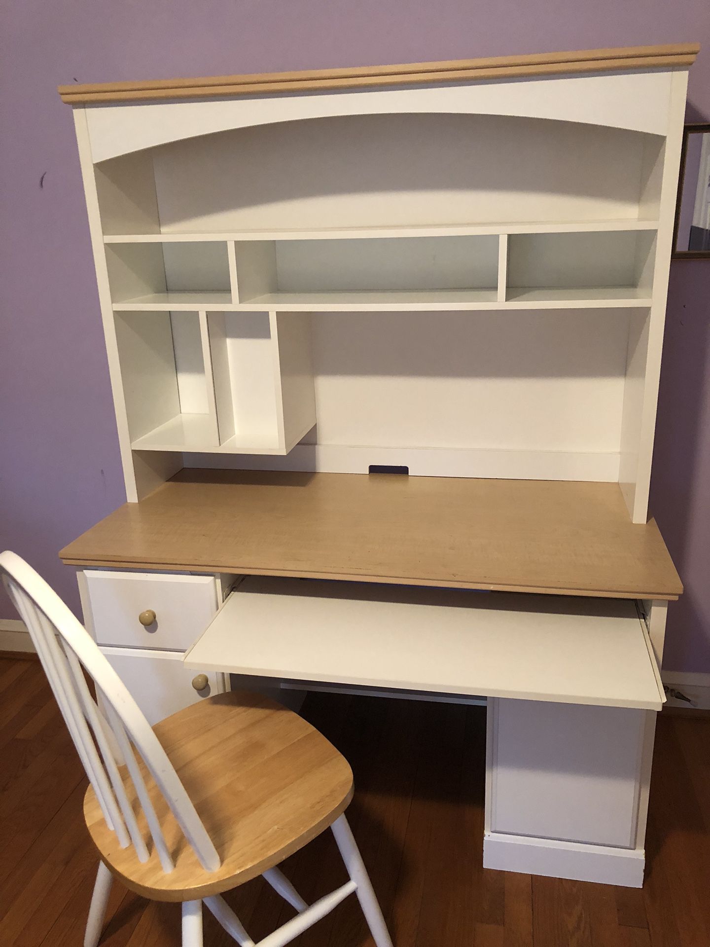 Wood Desk with Matching Hutch and Chair