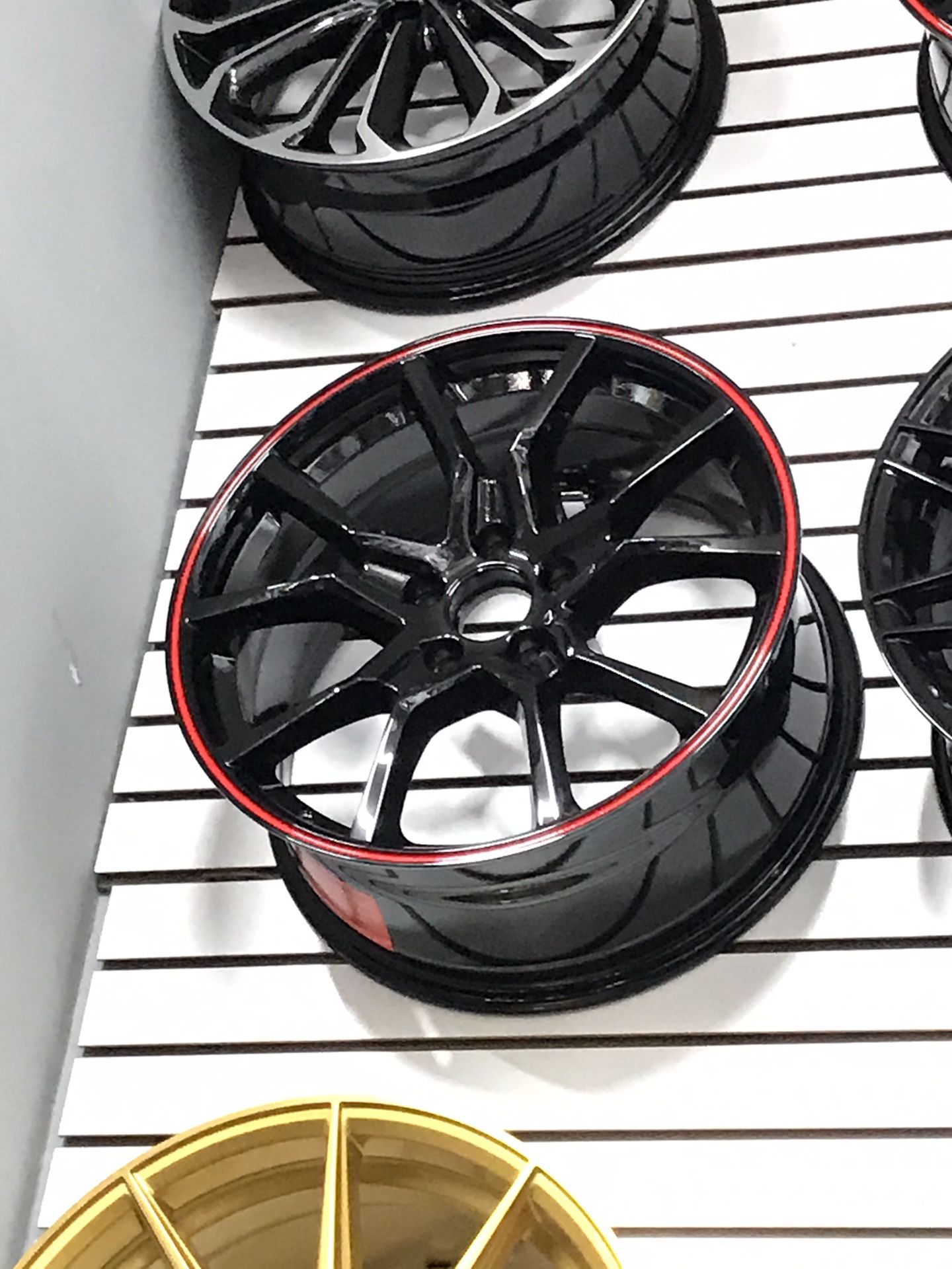 Gloss Black, Red Trim Honda Rims 