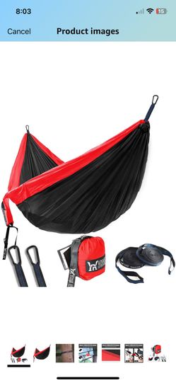 Double Camping Hammock - Lightweight Nylon Portable Hammock, Best Parachute Double Hammock for Backpacking, Camping, Travel, Beach, Yard. 