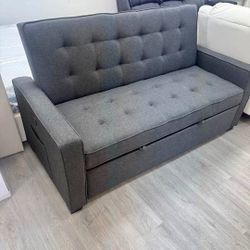 Sleeper Sofa Pull Out Couch fabric dark grey