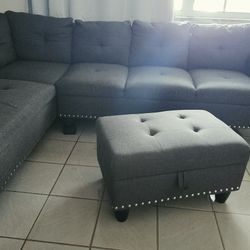 Sofa Right Chaise Storage Ottoman