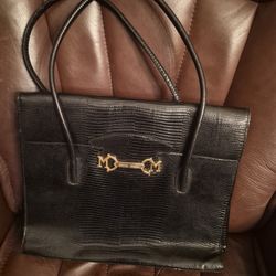 Bruno Magli Large Tote Embossed Black Gold Purse !