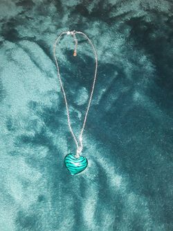 Venetian glass heart pendant with 925 silver chain