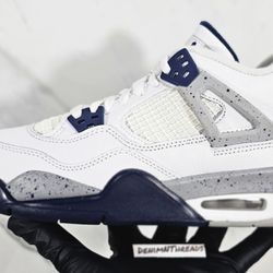 Nike Air Jordan 4 Retro Og Midnight Navy Blue Cement GS 6.5Y / Womens Size 8 🔥