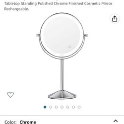  Lighted Makeup Mirror 7X Magnifying Swivel Vanity Mirror with 72 Bright Medical LED Lights 3 Color Modes, 8 Inch Round Tabletop Standing Polished Chr