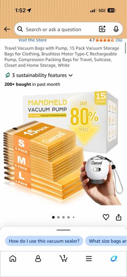 15-Pack Travel Vacuum Storage Bags with Electric Rechargeable Pump