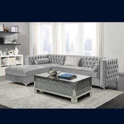 New Bellaire Storage Chaise Sectional Couch With Coffee Table 