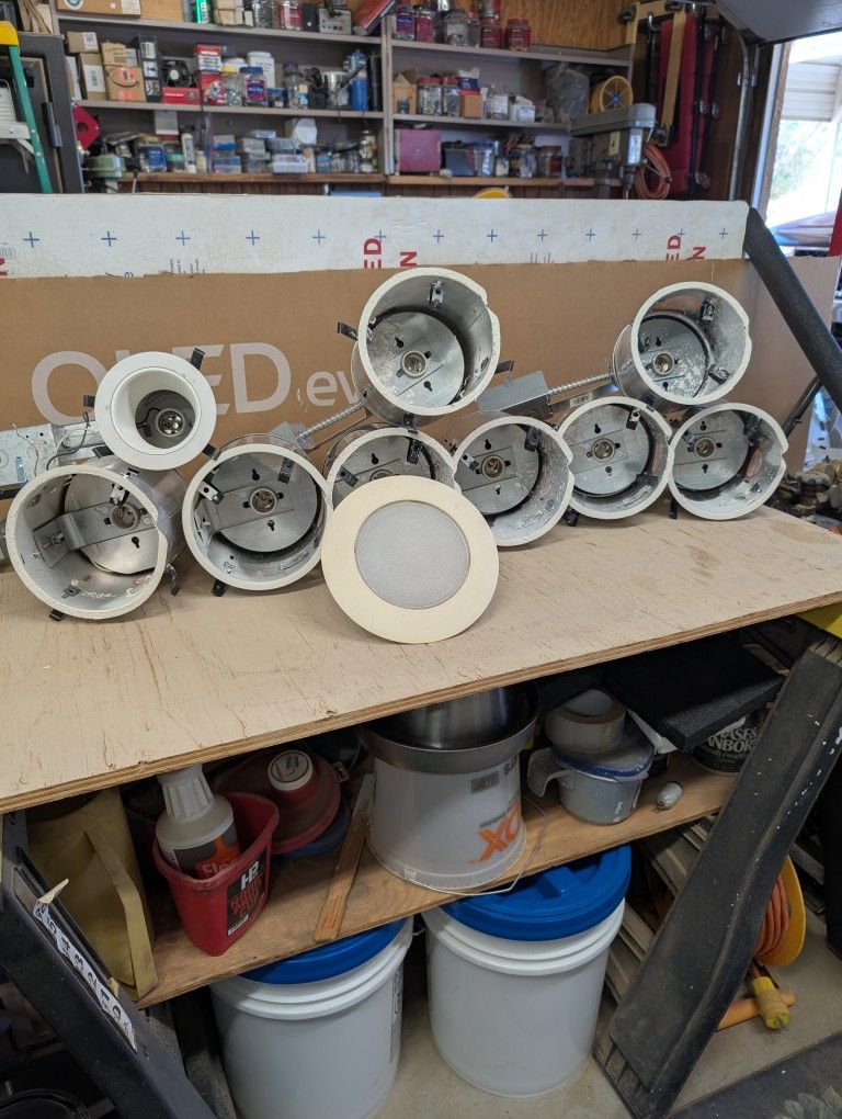 8 Recessed Light Cans 6", 1 Outdoor Recessed Light 6", 1 Recessed Light 4"