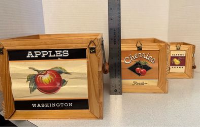 Decorative Wooden Fruit Crate Boxes Set of 3