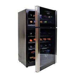 29 Bottle Dual Zone Wine Cooler, Black, 3 cu. ft.. (86L) Freestanding Wine Fridge