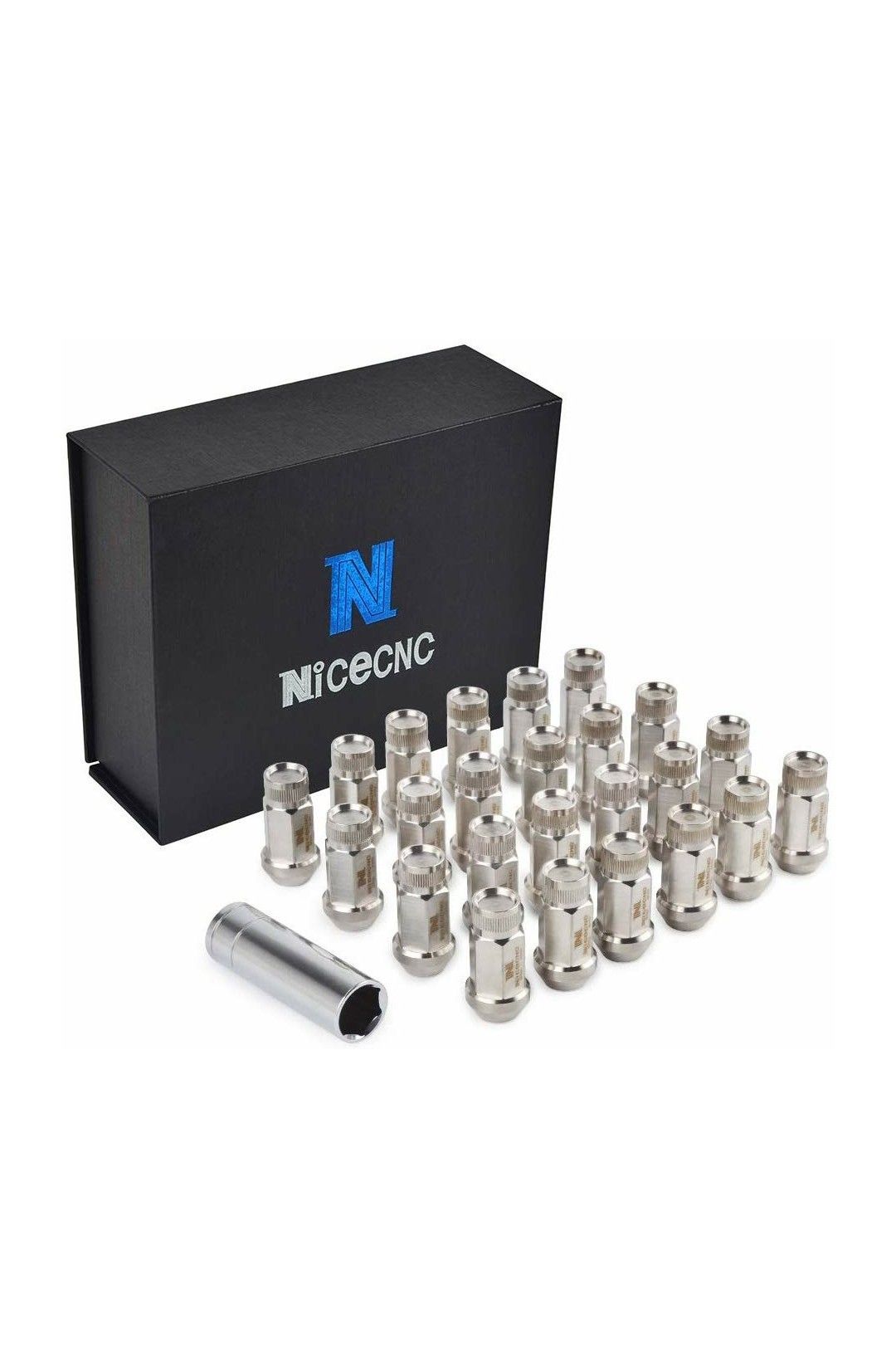 (W34) Nicecnc 24PCS 14x2.0MM T304 Stainless Steel Anti-Rust,Corrosion Wheel Lug Nuts & Tool
