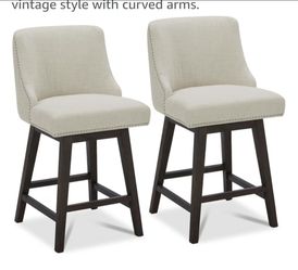 26" Counter Height Swivel Bar Stools, Fog Fabric, 2-Pack ($349 retail)
