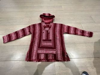Baja Hoodie Pullover – Red / Maroon Striped – Size Small