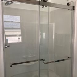 Frameless Shower Door, 44-48 in.W x 76 in.H Double Sliding Bathroom Shower Door,SD9002BN-48X76