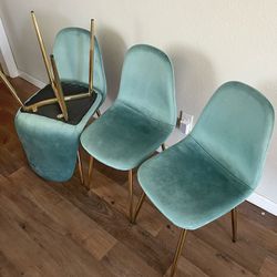 Blue Gold Velvet Modern Dining Chairs