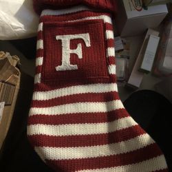 Initial “F” Knitted Stocking 