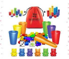 Gleeporte Rainbow Counting Bears With Matching Sorting Cups (150 pcs)