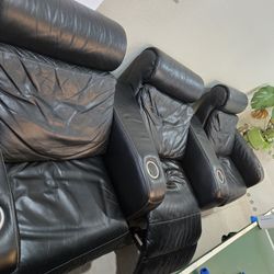 Electric Recline Leather Couch